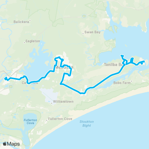 Hunter Buses Network Lemon Tree Passage to Raymond Ter via Medowie map