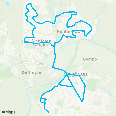 Hunter Buses Network Singleton to Hunterview via Singleton Hts (Loop Service) map