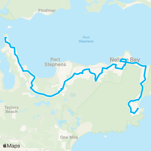 Hunter Buses Network Nelson Bay to Soldiers Point map