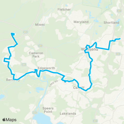 Hunter Buses Network Glendale to West Wallsend map
