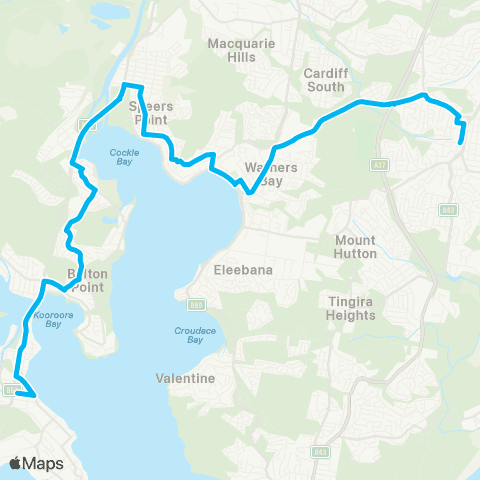 Hunter Buses Network Charlestown to Toronto map