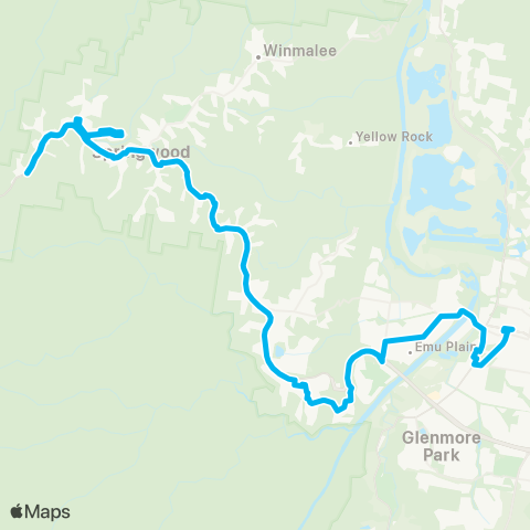 Blue Mountains Buses Network Springwood to Penrith map