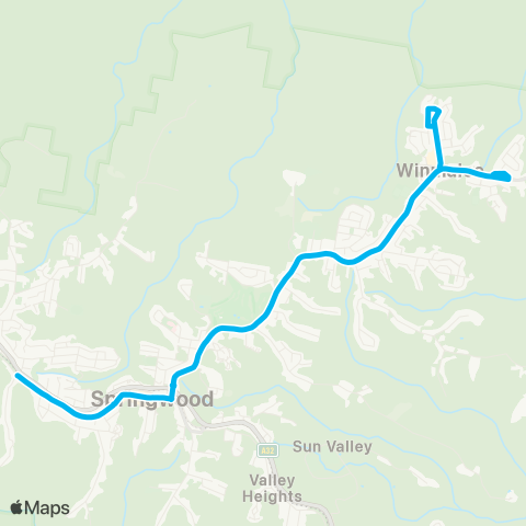 Blue Mountains Buses Network Springwood to Winmalee (Loop Service) map