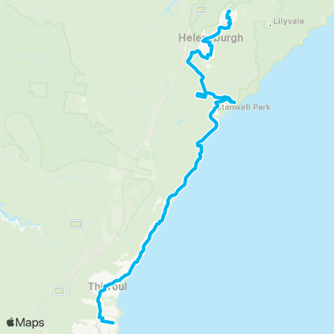 Illawarra Buses Network Thirroul to Helensburgh via Stanwell Pk map