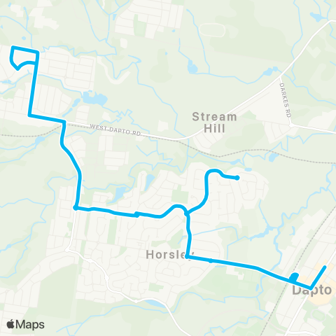 Illawarra Buses Network Dapto to Wongawilli via Horsely (Loop Service) map