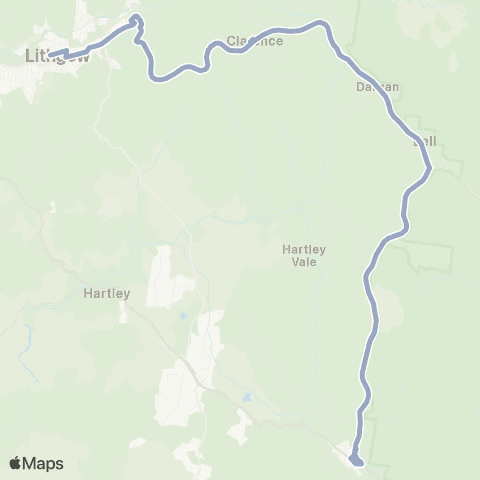 Temporary Buses Lithgow, then all stations to Mt Victoria and return - Aug 30 map
