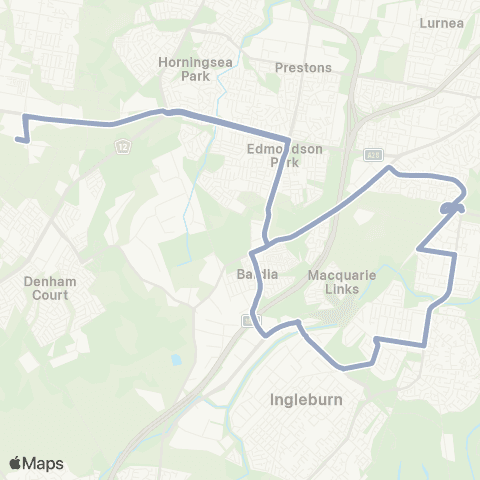 Temporary Buses Leppington, then all stations to Glenfield and return (Loop Service) map