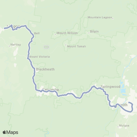 Temporary Buses Lithgow to Penrith (Limited Stops) map