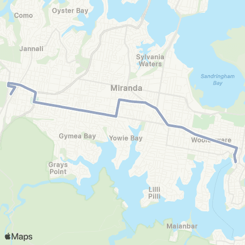 Temporary Buses Cronulla, then all stations to Sutherland and return map