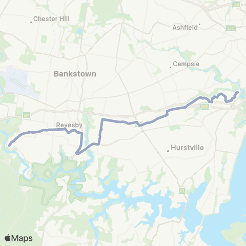 Temporary Buses E Hills, then all stations to Wolli Creek and return map