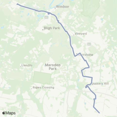 Temporary Buses Richmond, then all stations to Blacktown and return map