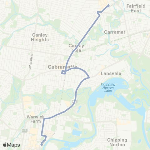Temporary Buses Liverpool, then all stations to Fairfield and return map