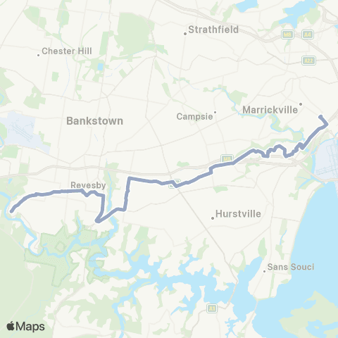 Temporary Buses E Hills, then all stations to Turrella, Wolli Creek, Sydenham and return map