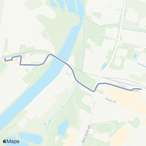 Temporary Buses Emu Plains, then Penrith and return map