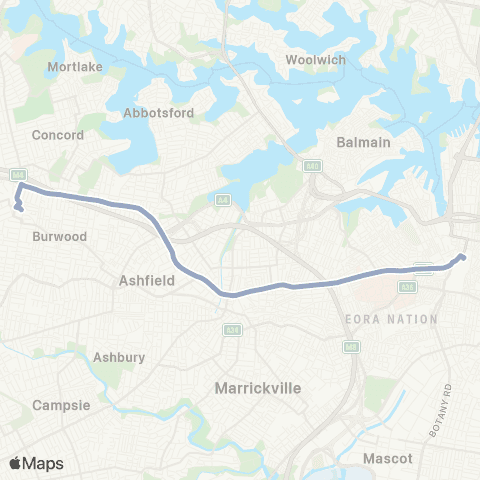 Temporary Buses Strathfield, then Central and return map