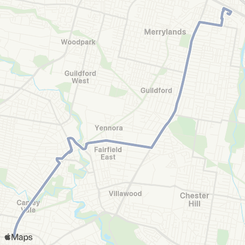 Temporary Buses Cabramatta, Canley Vale, Fairfield, then Granville and return map