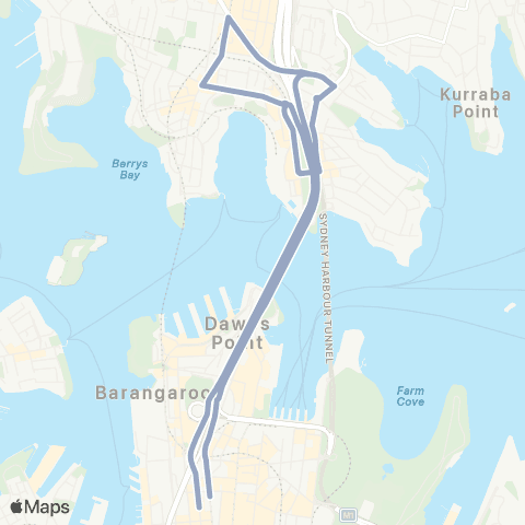 Temporary Buses Wynyard, Milsons Point, N Sydney (Loop Service) map