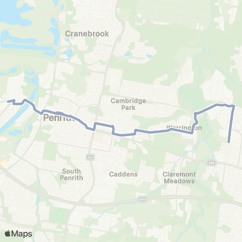 Temporary Buses Emu Plains, all stations to St Marys and return map