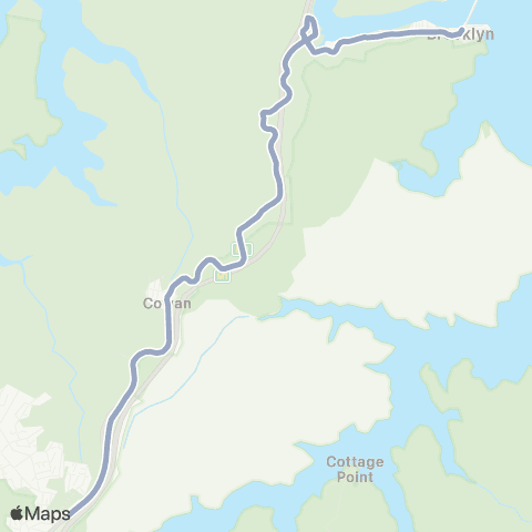 Temporary Buses Hawkesbury River, then Cowan, Berowra and return map