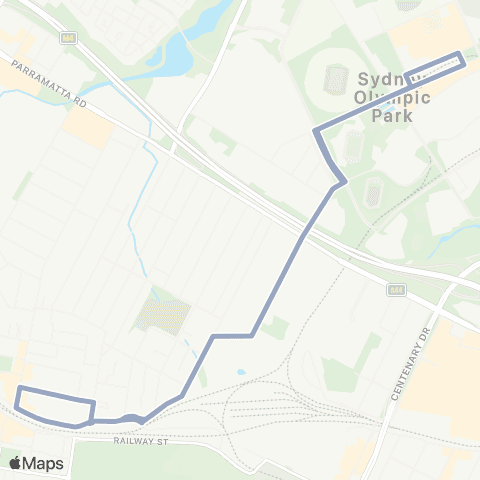 Temporary Buses Lidcombe to Olympic Park (Loop Service) map