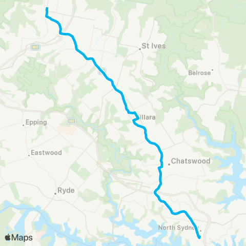 Other TfNSW routes Unknown Long Name map