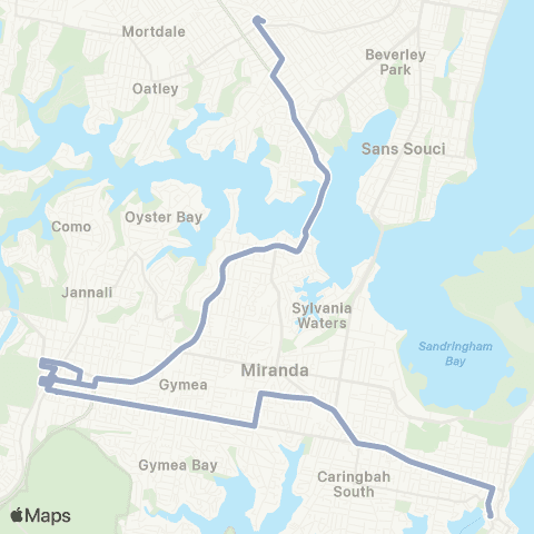 Temporary Buses Cronulla, then all stations to Sutherland, Hurstville and return map