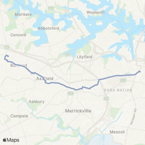 Temporary Buses Strathfield, then all stations to Stanmore, Central and return map