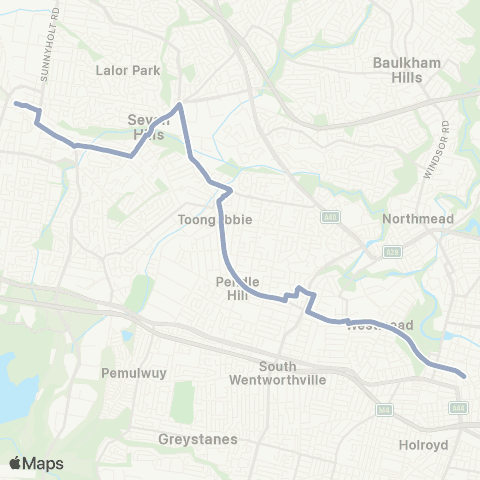 Temporary Buses Blacktown, then all stations to Parramatta and return map
