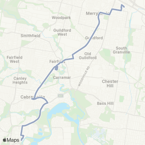 Temporary Buses Liverpool, then all stations to Granville and return map