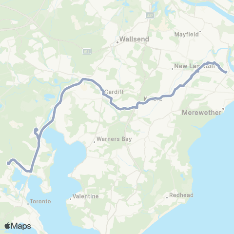 Temporary Buses Newcastle, then all stations to Fassifern and return map