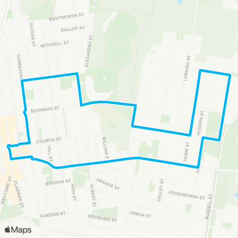 Central West and Orana Network Parkes Danilenko St to Parkes Town Ctr map