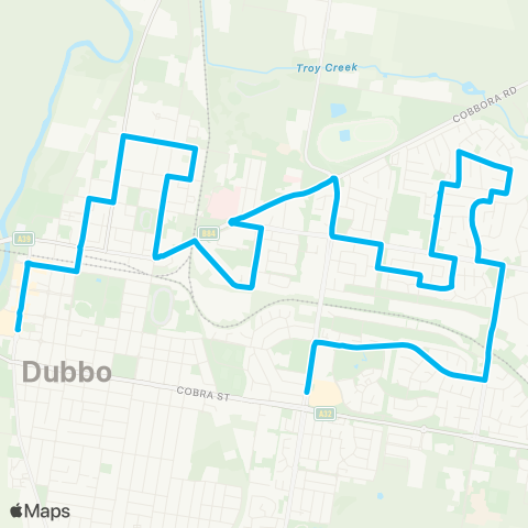 Central West and Orana Network Orana Mall to Dubbo CBD via Eastridge, Base Hosp & N Dubbo map