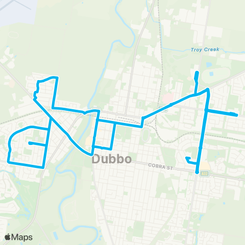 Central West and Orana Network Orana Mall to W Dubbo via Base Hosp & CBD (Loop Service) map