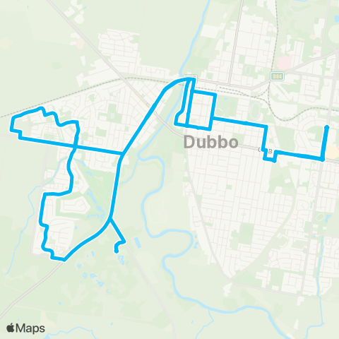 Central West and Orana Network Orana Mall to W Dubbo via S Dubbo, CBD & Zoo (Loop Service) map