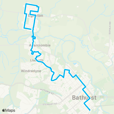 Central West and Orana Network Eglinton to Bathurst via Llanarth map