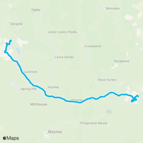 Other TfNSW routes Bathurst to Orange (Express Service) map