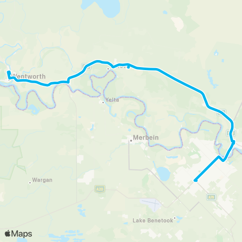 Far West Network Mildura to Wentworth via Dareton map