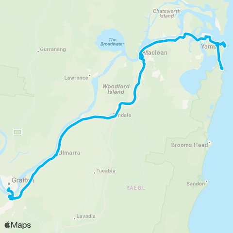 North Coast Network Yamba to Grafton via Angourie map