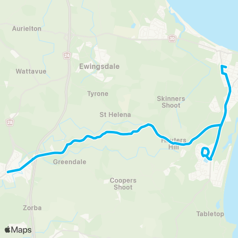 North Coast Network Ballina to Byron Bay via Bangalow map