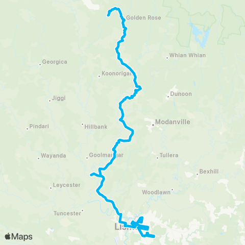 North Coast Network Tuntable Creek to Lismore Schools via The Channon & Keerrong map