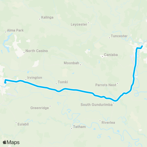 North Coast Network Casino to Lismore map