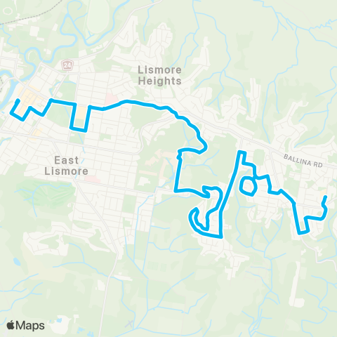 North Coast Network Goonellabah to Lismore via Invercauld Rd map