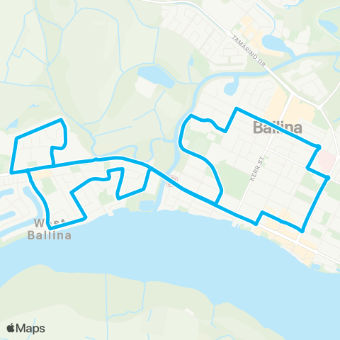 North Coast Network Ballina to West Ballina (Loop Service) map