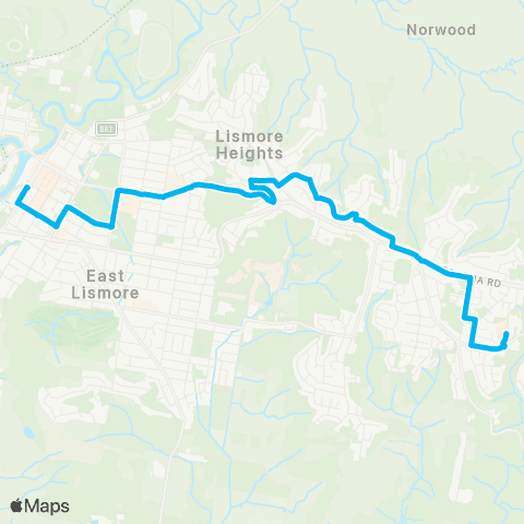 North Coast Network Goonellabah to Lismore map
