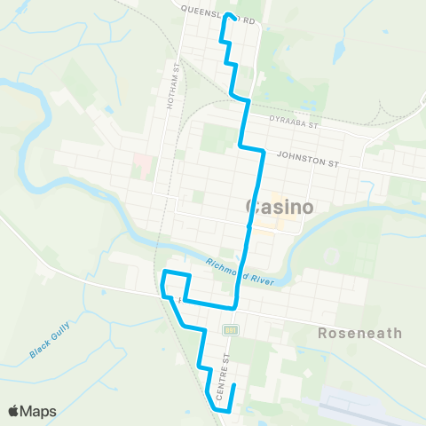 North Coast Network South Casino to Casino (Loop Service) map