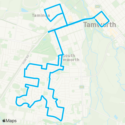 New England North West Network Tamworth to S Tamworth (Loop Service) map