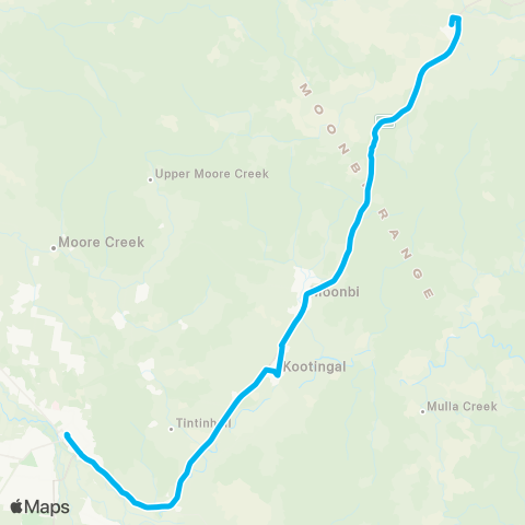 New England North West Network Bendemeer to Tamworth map