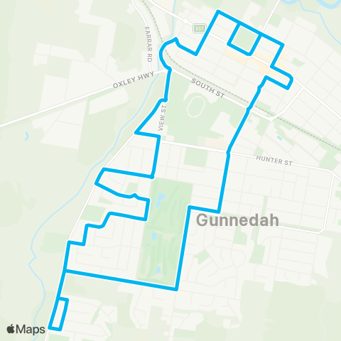 New England North West Network Gunnedah to Gunnedah SW (Loop Service) map