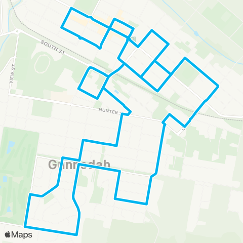 New England North West Network Gunnedah to Gunnedah SE (Loop Service) map