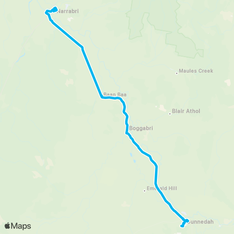 New England North West Network Narrabri West to Narrabri (Loop Service) map